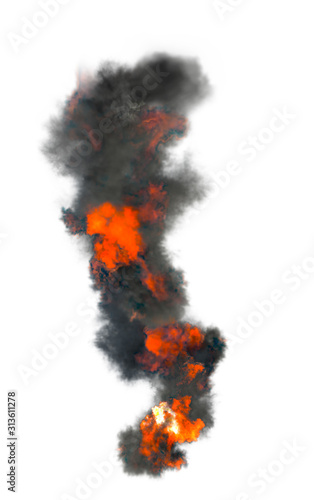 clouds of black smoke on a white background