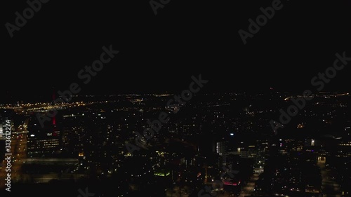 Wallpaper Mural Aerial drone view of night city lights and fireworks. Torontodigital.ca