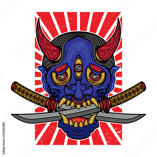 hannya mask t shirt vector design