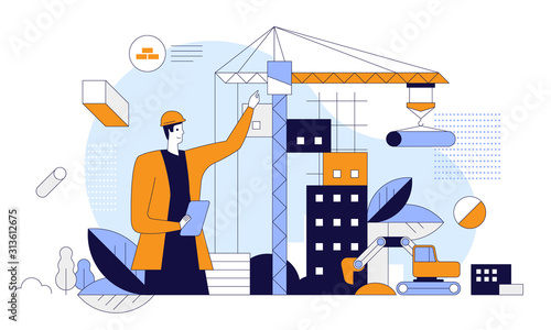 Engineer workflow flat vector illustration