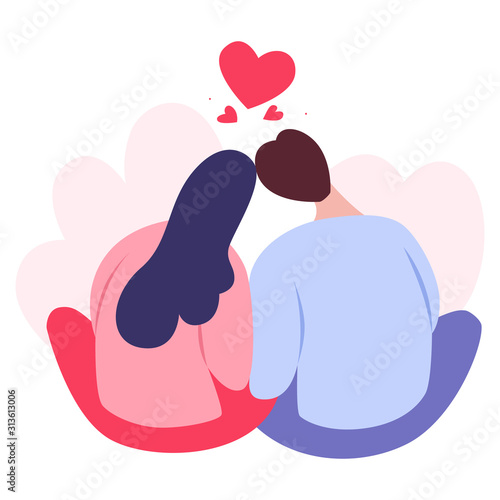 Happy couple in love hugging each other. Young people on Valentine day.