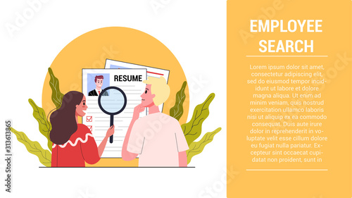 Start up steps idea. Searching employers phase. Recruitment concept.