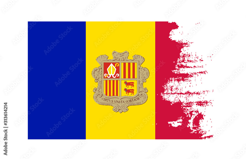 Obraz premium grunge texture Andorra country flag national symbol. Scratched concept