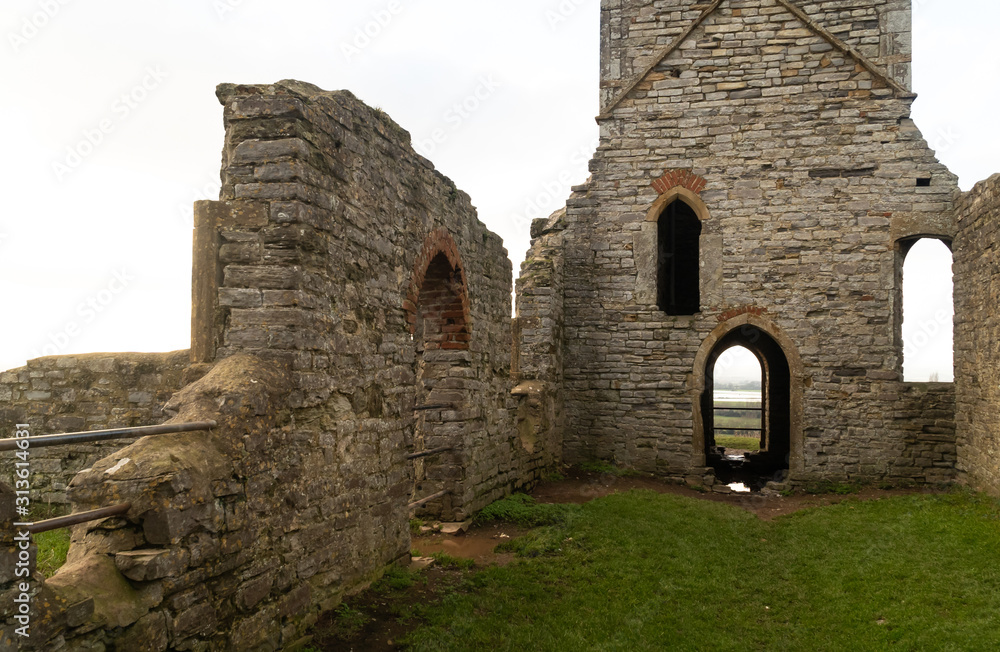 BURROWBRIDGE, SOMERSET, ENGLAND. Burrow Mump church ruins.