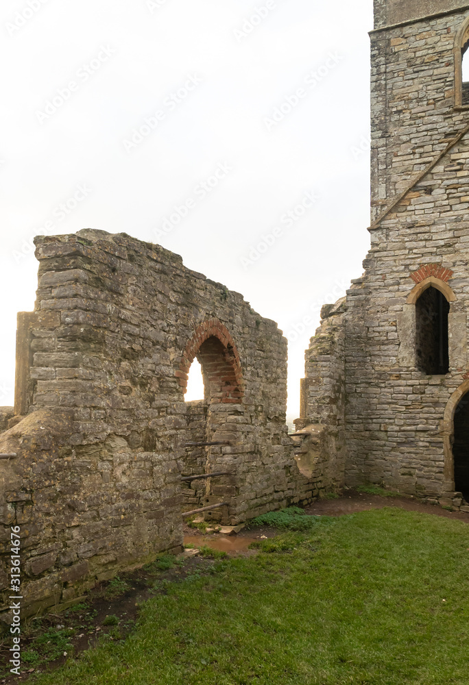 BURROWBRIDGE, SOMERSET, ENGLAND. Burrow Mump church ruins.