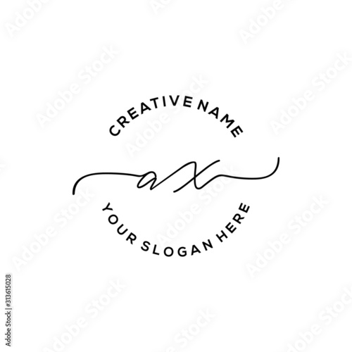 Initial letter AX Signature handwriting Logo Vector	 photo