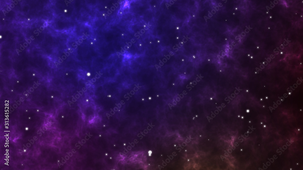 illustration of Traveling through star fields in space as a supernova colorful light glowing.Space Nebula blue background moving motion graphic with stars space rotation nebula (Science galaxy cosmis)