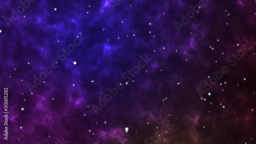 illustration of Traveling through star fields in space as a supernova colorful light glowing.Space Nebula blue background moving motion graphic with stars space rotation nebula (Science galaxy cosmis)