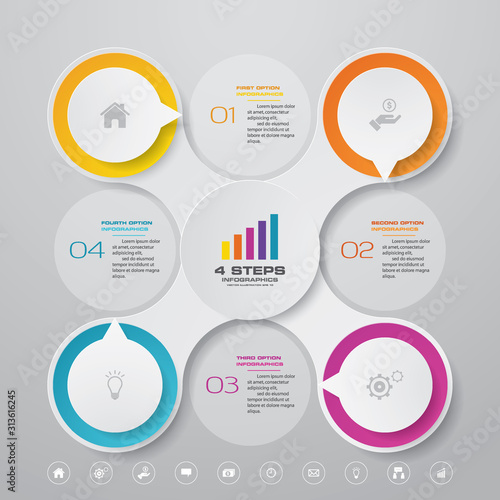 4 steps simple&editable process chart infographics element. EPS 10. 