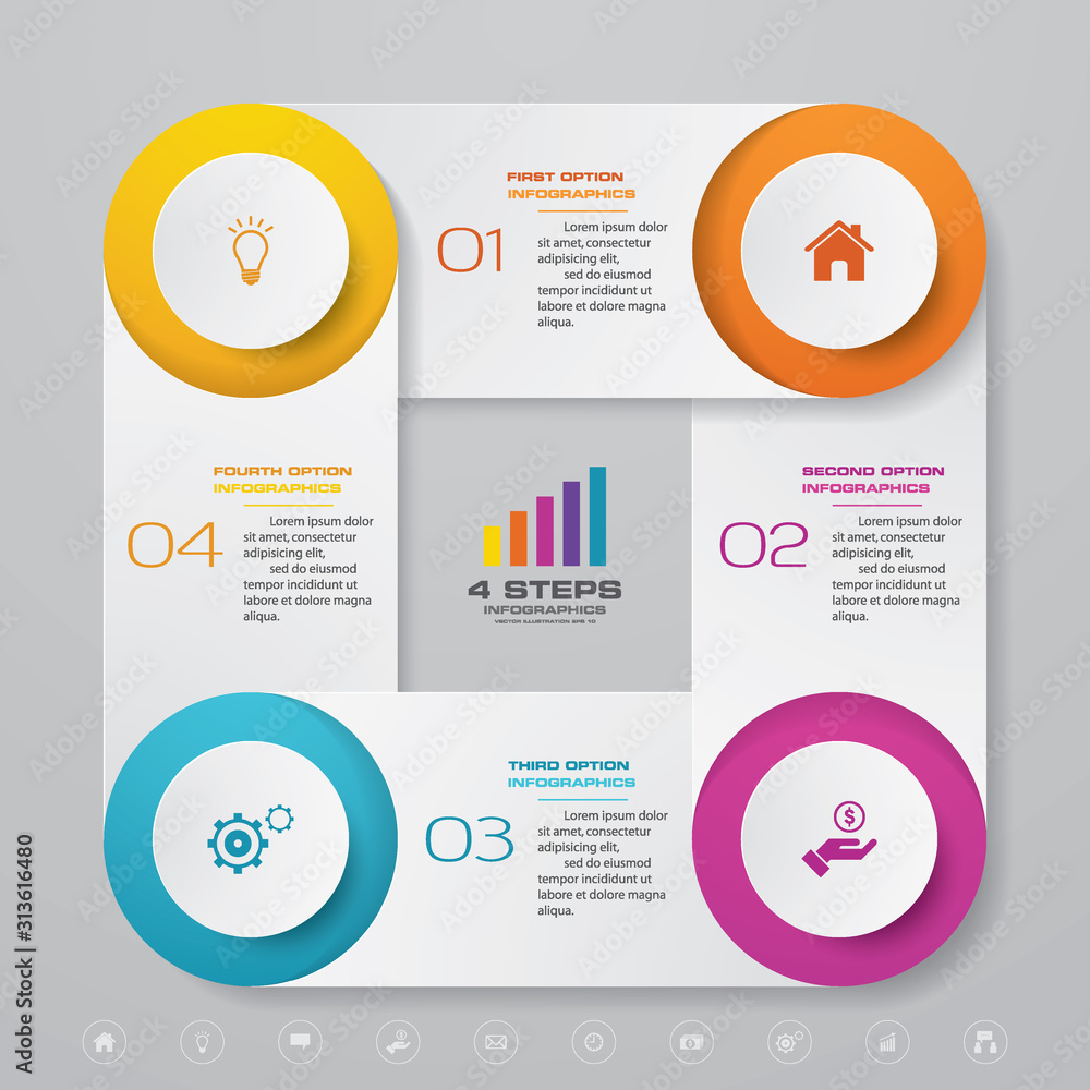 4 steps simple&editable process chart infographics element. EPS 10. 4 steps simple&editable process chart infographics element. EPS 10.