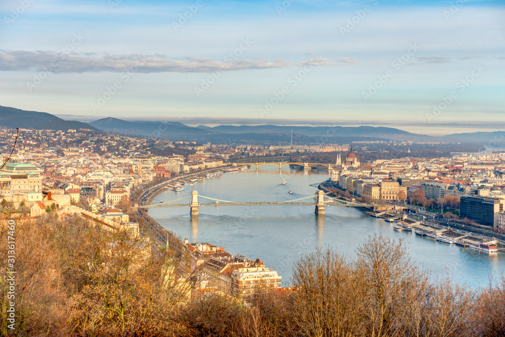 The Danube river crossing Budapest