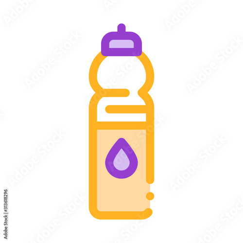 Water Bottle Sport Equipment Vector Thin Line Icon. Sportsman Equipment Container With Healthy Liquid Linear Pictogram. Dietary Protein Ingredient, Bar Bodybuilding Illustration