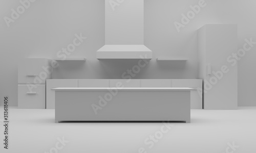  Kitchen Room of The Background., 3d Rendering.
