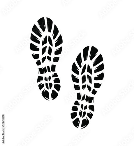 Boot Print isolated on white.Grunge effect.Vector illustration.