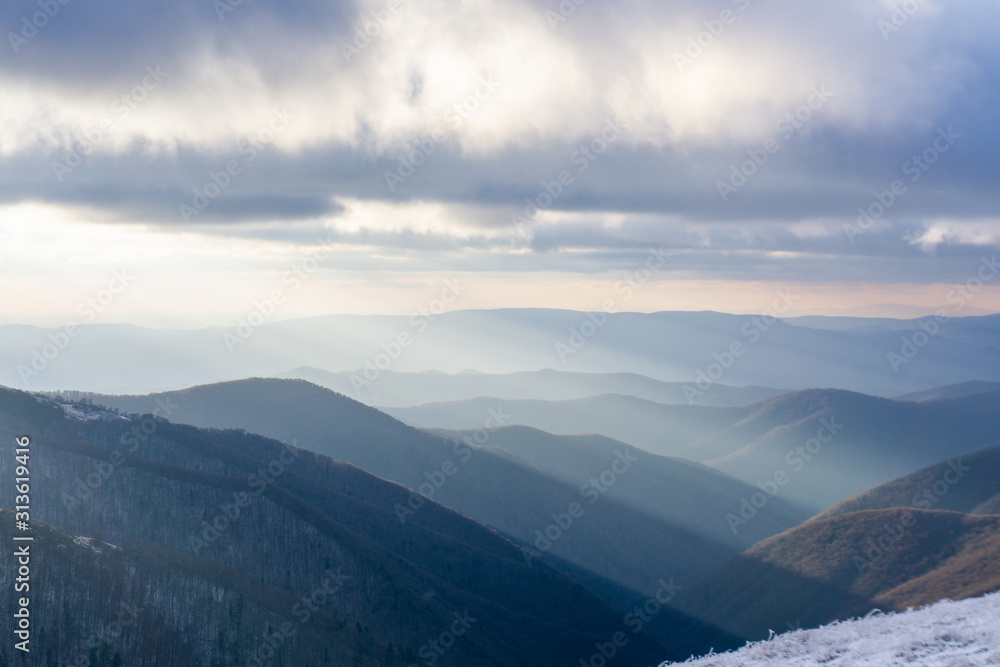 Panoramic view in winter carpathians. Borzhava ridge. Ukraine Panoramic view in winter carpathians. Borzhava ridge. Ukraine