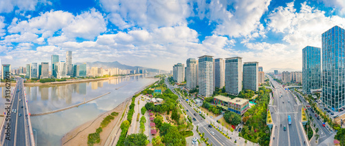 Urban scenery on both sides of minjiang river  fuzhou city  fujian province  China