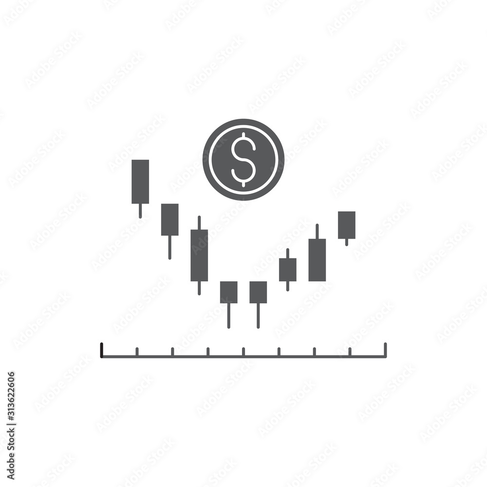 Candlestick chart vector icon symbol trading isolated on white background Candlestick chart vector icon symbol trading isolated on white background