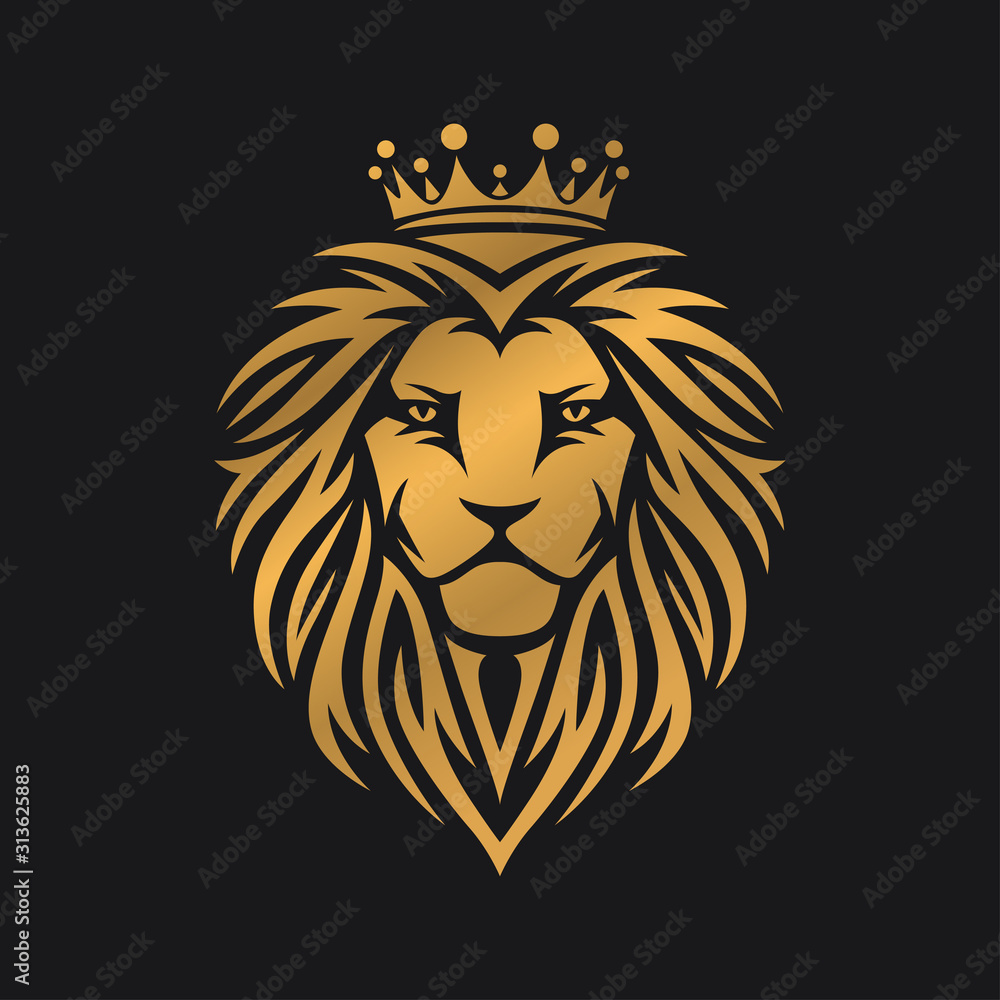 Lion head logo template. Vector vintage illustration.