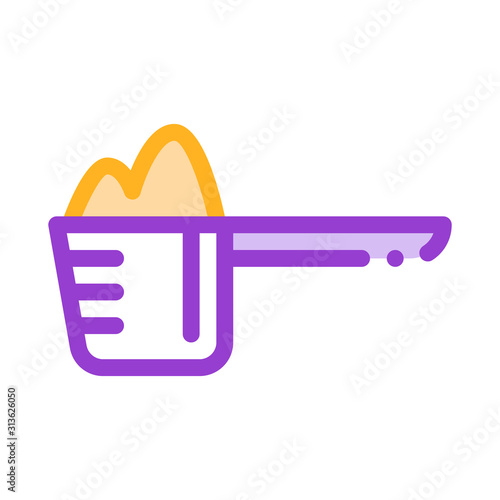 Scoop Of Whey Protein Sport Vector Thin Line Icon. Creatine Powder Sport Nutrition for Sportsman Linear Pictogram. Dietary Ingredient, Bar for Bodybuilding Illustration