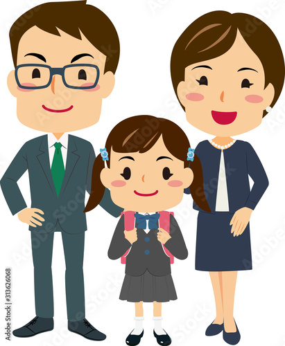 小学校入学 親子02 3人