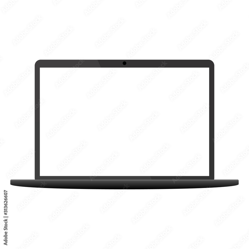 Notebook - Laptop - Front View with White Monitor Notebook - Laptop - Front View with White Monitor