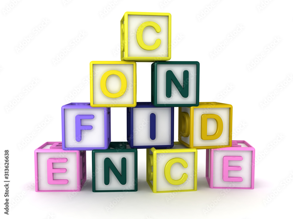 3D Pile of of letters saying CONFIDENCE 3D Pile of of letters saying CONFIDENCE
