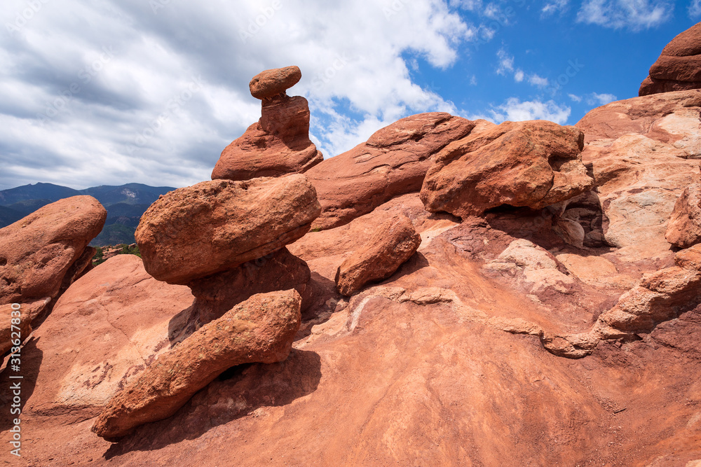 Red rock formations at Garden of the Gods in Colorado Springs, Colorado