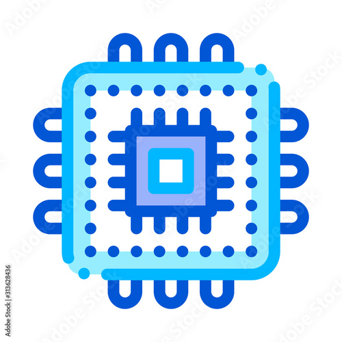 Computer Element Processor Vector Thin Line Icon. Computer Coding System, Data Encryption Linear Pictogram. Web Development, Languages, Script, Looking Programm Problem Contour Illustration