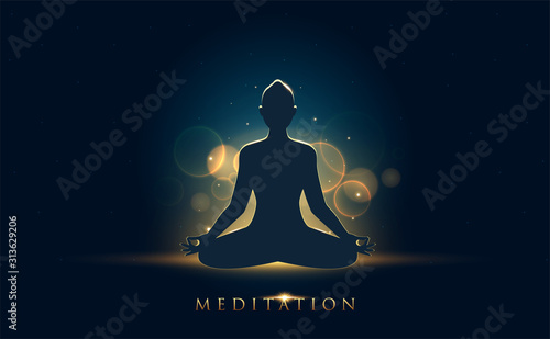 a person doing Meditation with chakra description.