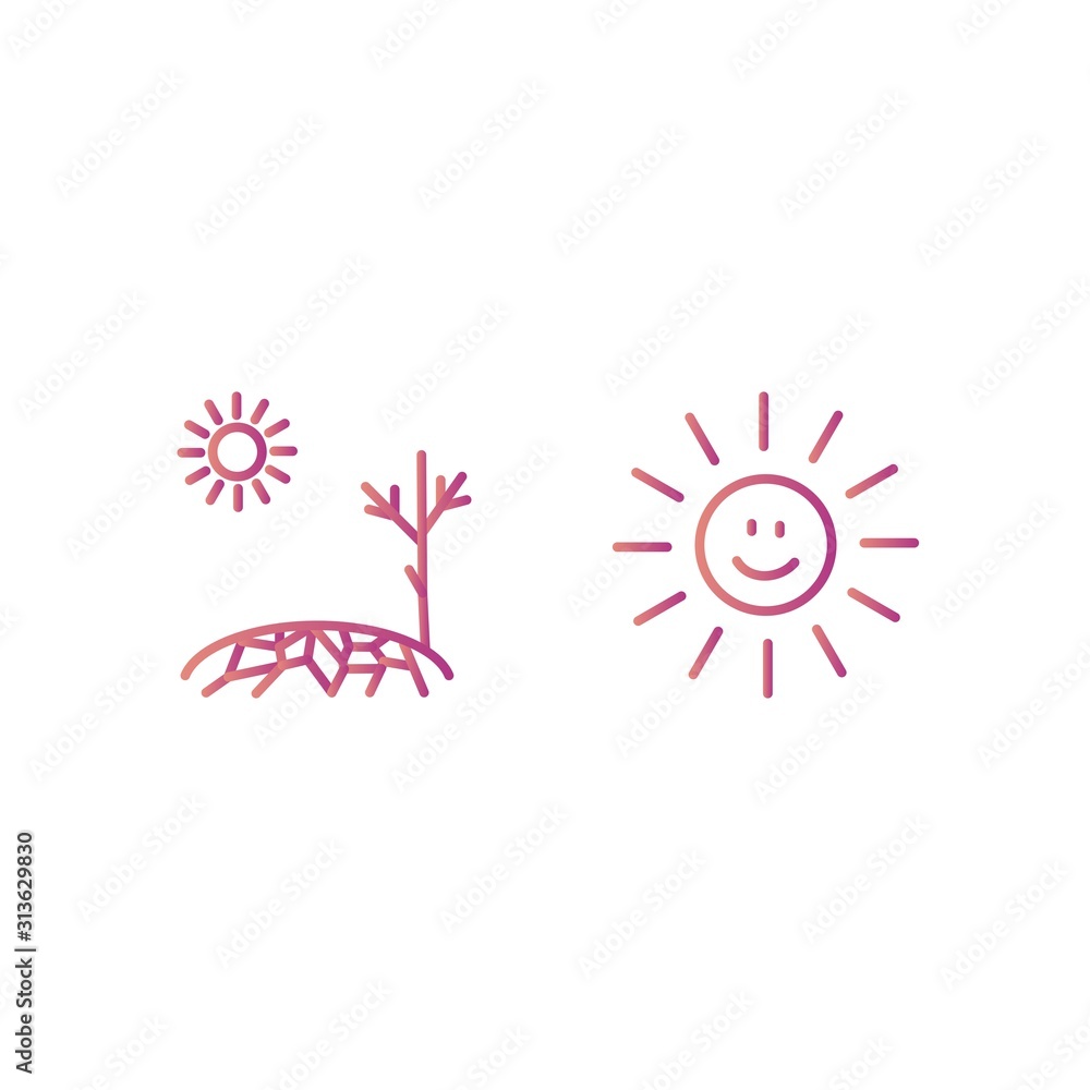 Set of 2 Weather Icons on White Background Vector Isolated Elements...