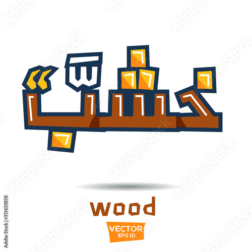 Arabic Calligraphy, means in English (wood) ,Vector illustration