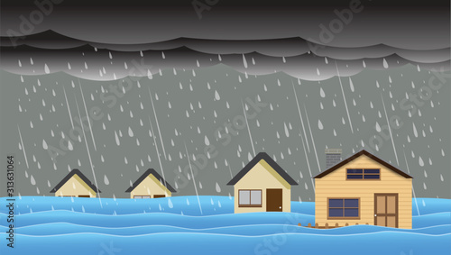 city ​​flood flooding water in city street