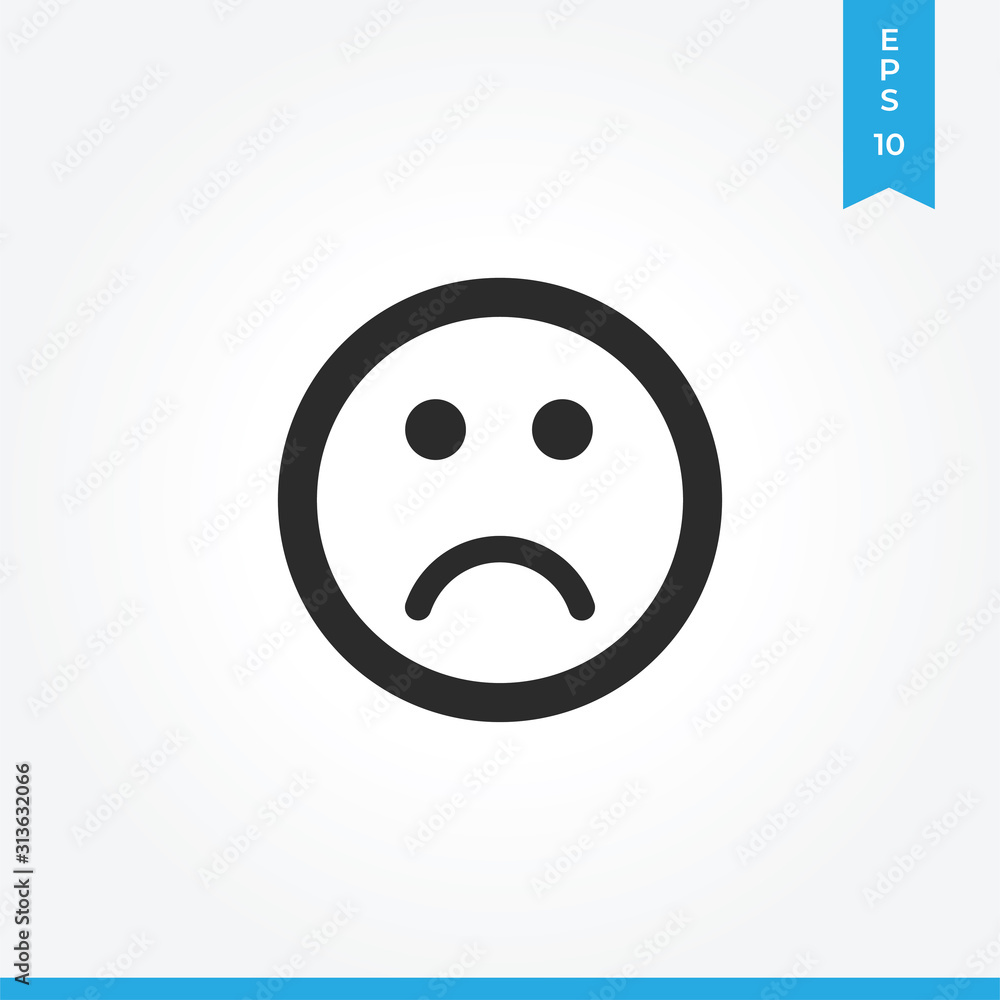 Sad vector icon, simple sign for web site and mobile app. Sad vector icon, simple sign for web site and mobile app.
