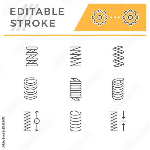 Set line icons of spring