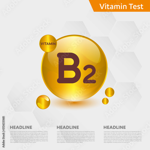 Vitamin B2 icon Drop collection set, cholecalciferol. golden drop Vitamin complex drop. Medical for heath Vector illustration