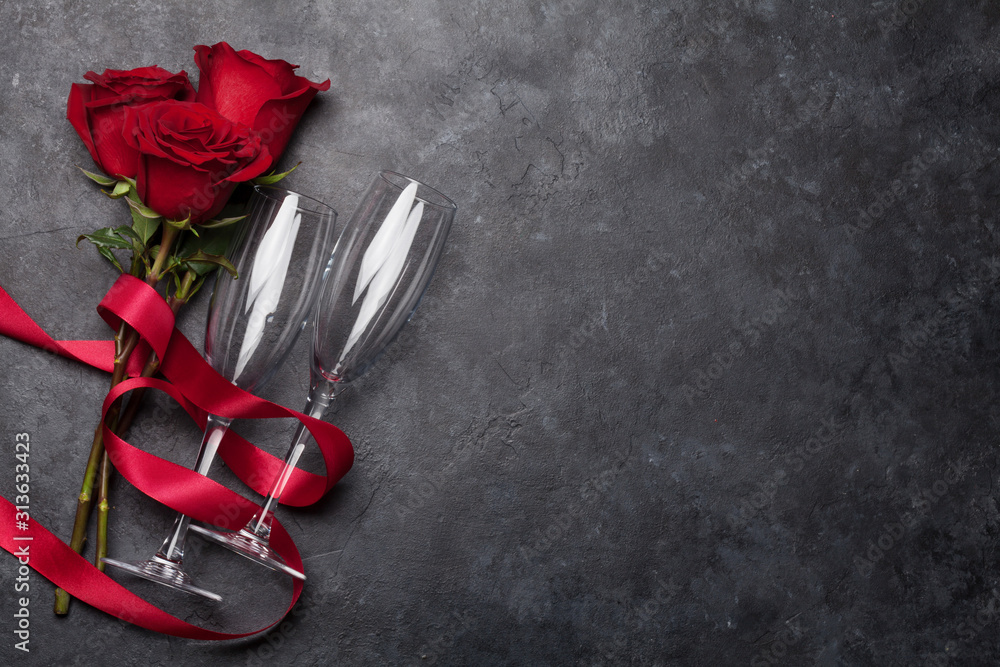 Fototapeta premium Walentynki-karta z bukietem kwiatów róży