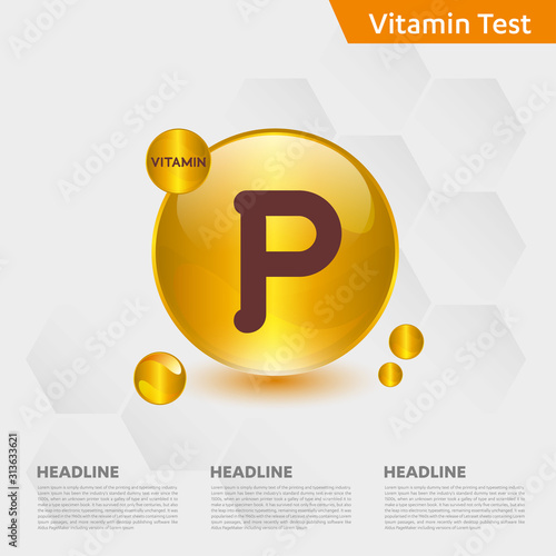 Vitamin P icon Drop collection set, cholecalciferol. golden drop Vitamin complex drop. Medical for heath Vector illustration