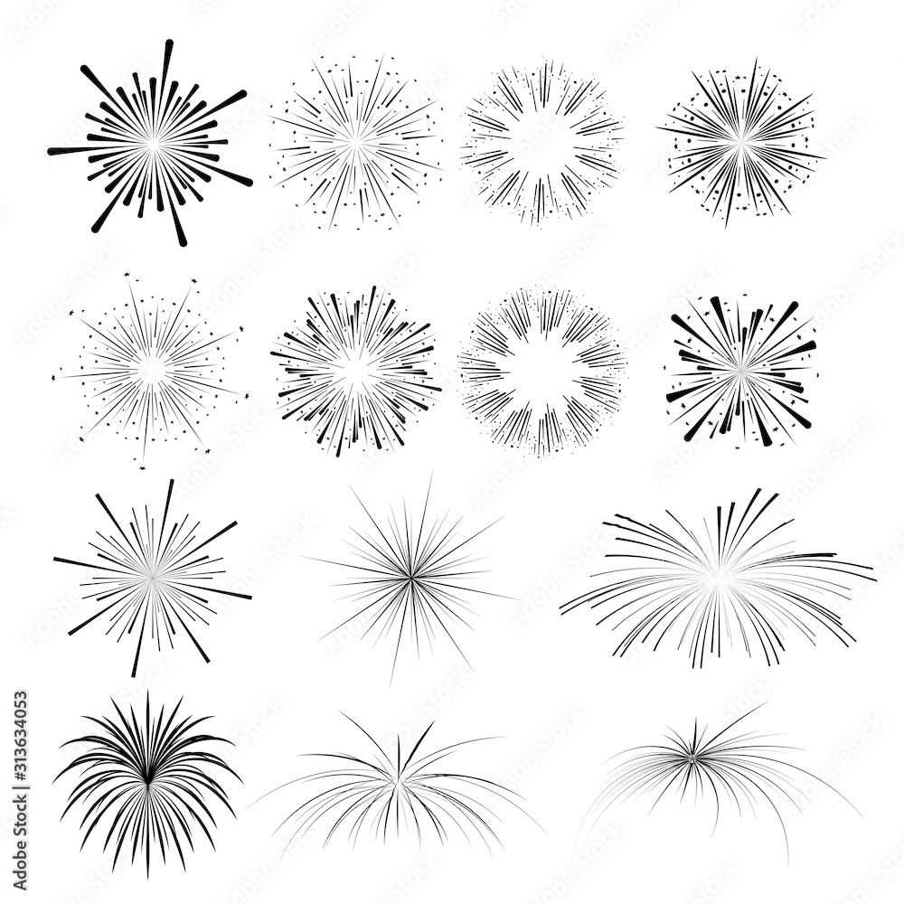 firework silhouette for greeting card and party poster.Celebration and cheerful holiday