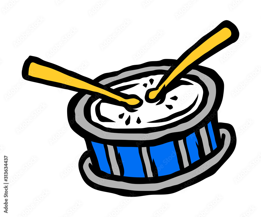 Cartoon Snare Drum With Two Drum Sticks Stock Vector | Adobe Stock
