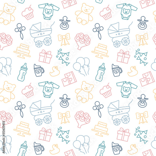 Seamless vector background on the theme of celebrating a baby shower