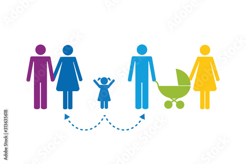 colorful patchwork family concept pictogram vector illustration EPS10