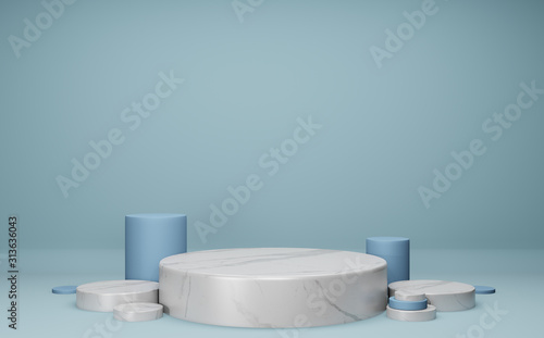 abstract geometric shape pastel color blue minimal.3d rendering