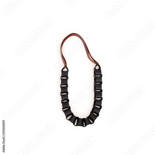 Handmade leather necklace isolated on a white background