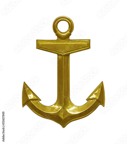 Bild auf Leinwand Golden anchor isolated on white background