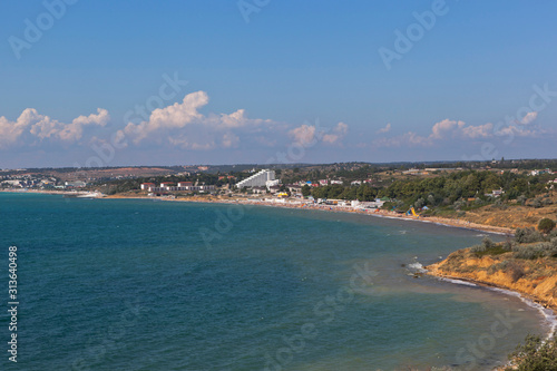 View of Uchkuevka beach from Cape Tolstoy in Sevastopol, Crimea