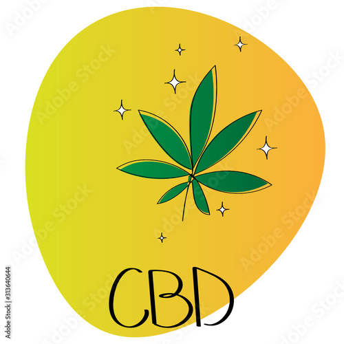 Cannabinoids Flat Icon, Marijuana Leaf and CBD letters