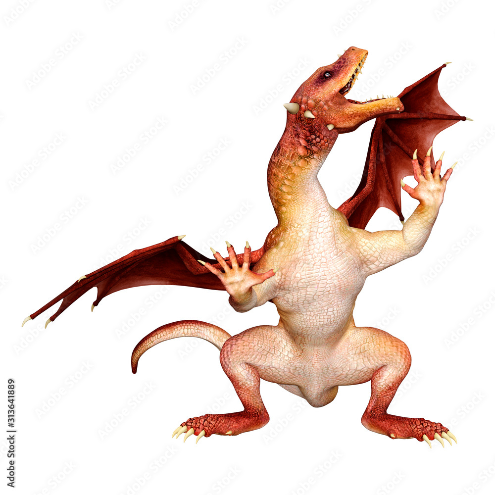 Fototapeta premium 3D Rendering Fairy Tale Dragon on White
