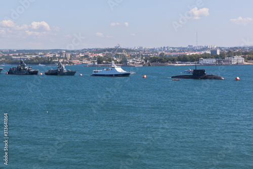 Formation of warships in the Sevastopol Bay, Crimea