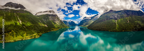Panorama lovatnet lake Beautiful Nature Norway. photo