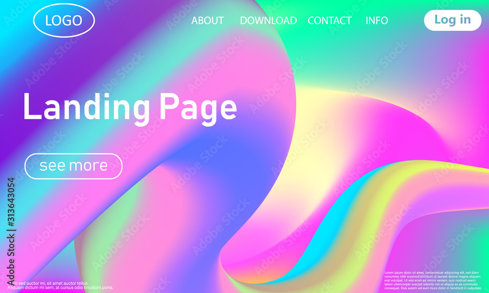 Landing page. Flow shape. Fluid background. Vector Landing page. Flow shape. Fluid background. Vector